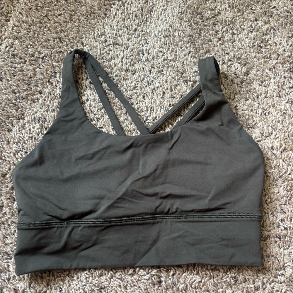 Dark green Lululemon sports bra
